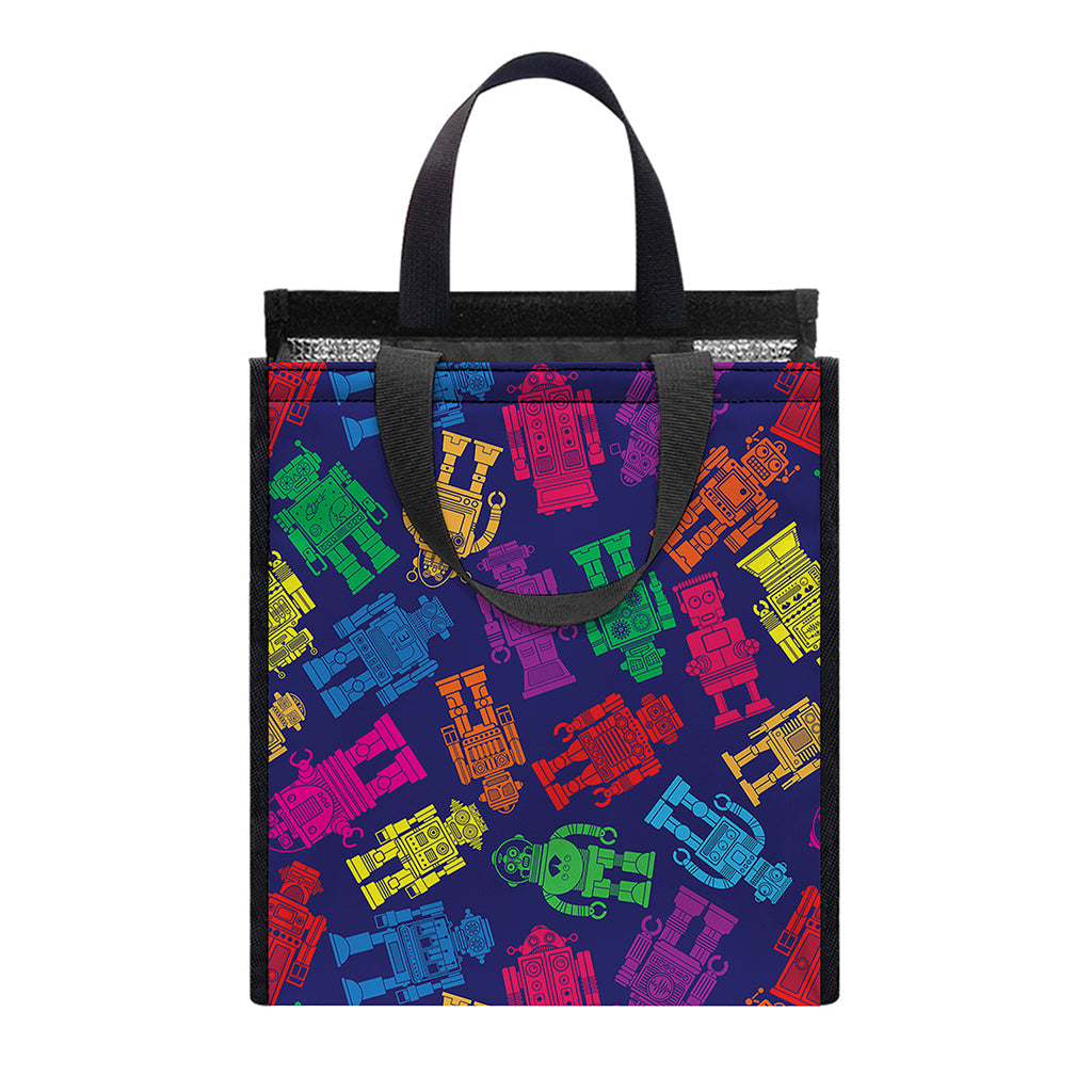 Colorful Robot Pattern Print Insulated Lunch Tote
