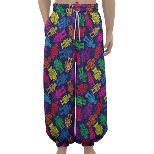 Colorful Robot Pattern Print Lantern Pants