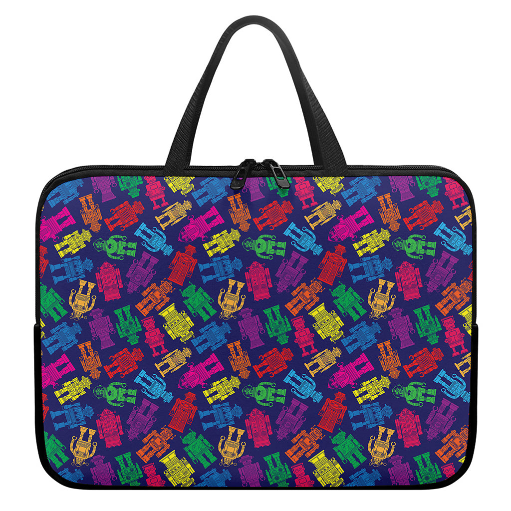 Colorful Robot Pattern Print Laptop Sleeve With Handle
