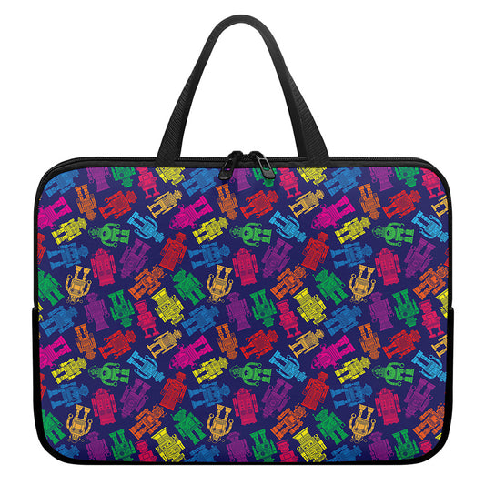 Colorful Robot Pattern Print Laptop Sleeve With Handle