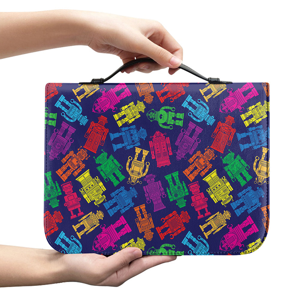 Colorful Robot Pattern Print Leather Bible Cover