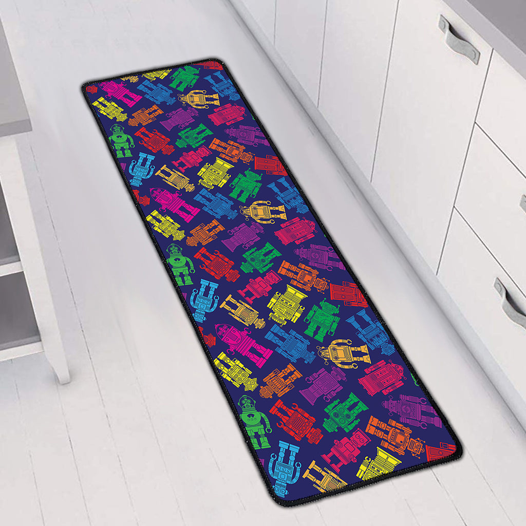 Colorful Robot Pattern Print Long Kitchen Mat