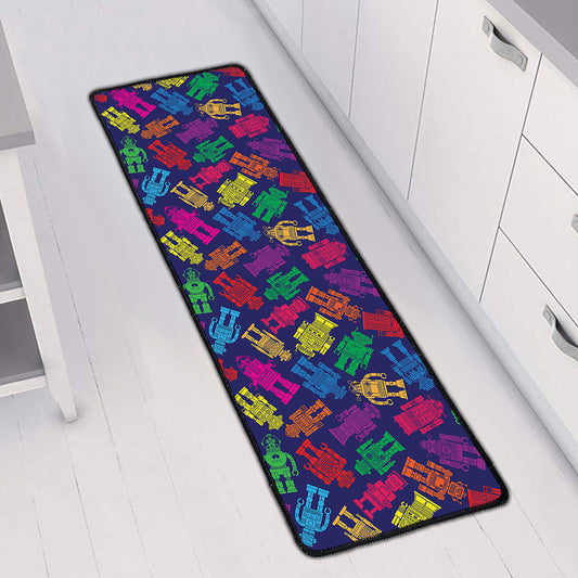 Colorful Robot Pattern Print Long Kitchen Mat