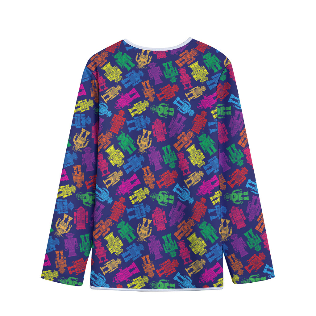 Colorful Robot Pattern Print Long Sleeve Short Coat