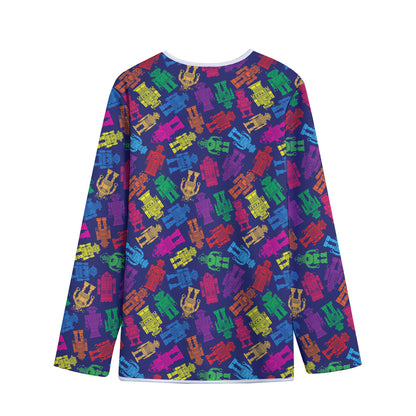 Colorful Robot Pattern Print Long Sleeve Short Coat
