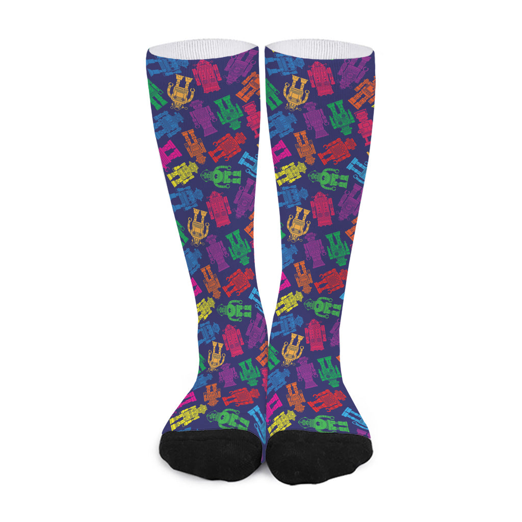 Colorful Robot Pattern Print Long Socks