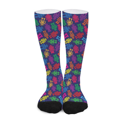 Colorful Robot Pattern Print Long Socks