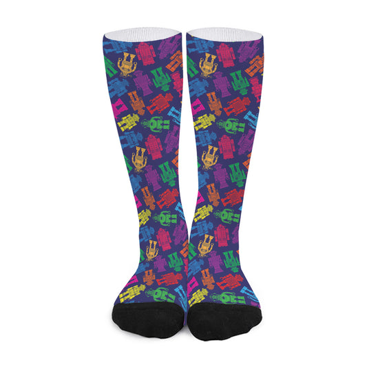 Colorful Robot Pattern Print Long Socks