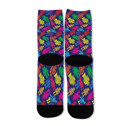 Colorful Robot Pattern Print Long Socks