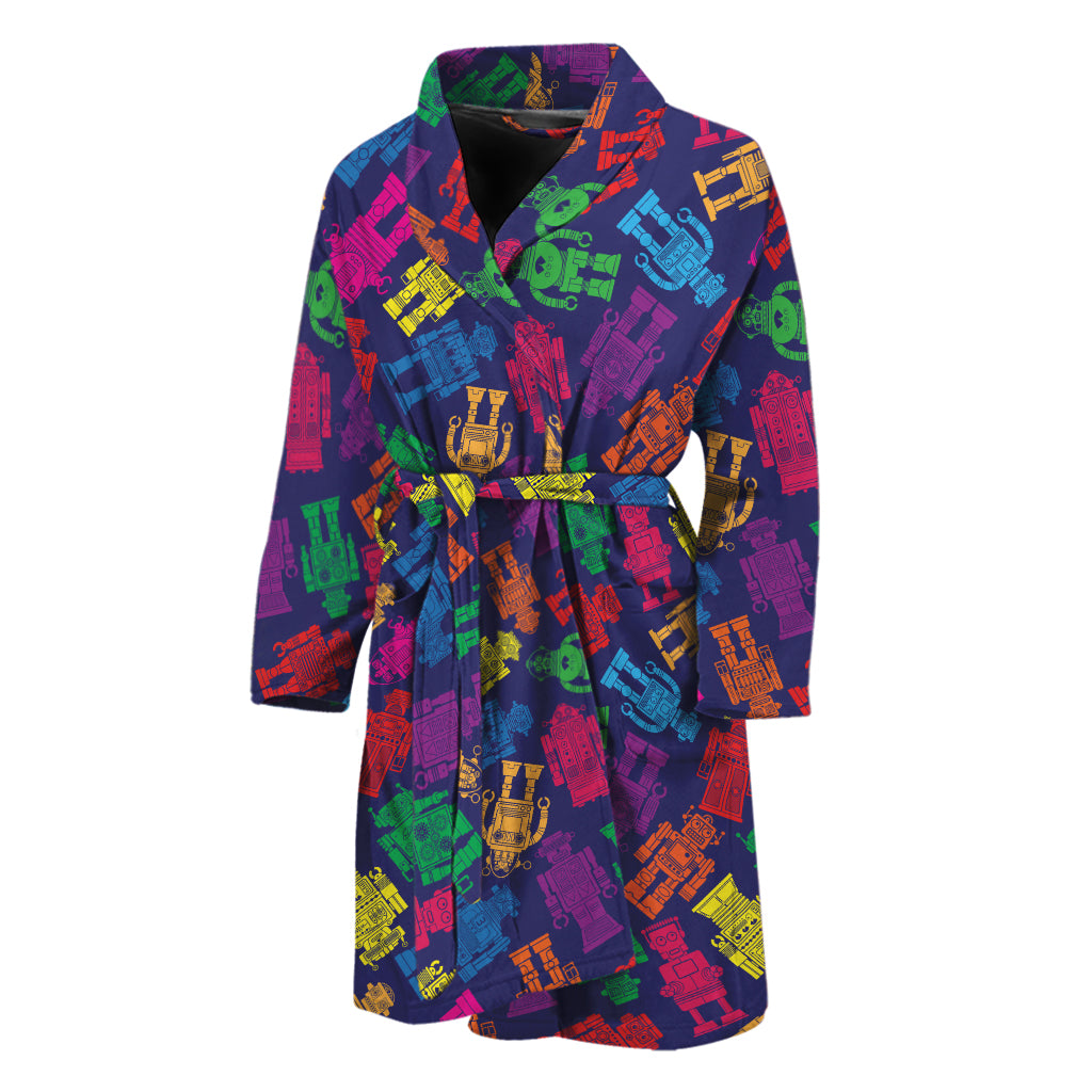 Colorful Robot Pattern Print Men's Bathrobe