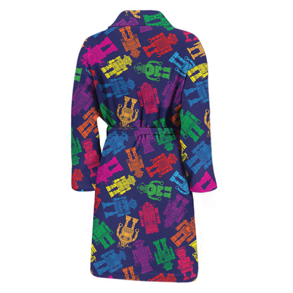 Colorful Robot Pattern Print Men's Bathrobe