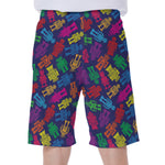 Colorful Robot Pattern Print Men's Beach Shorts
