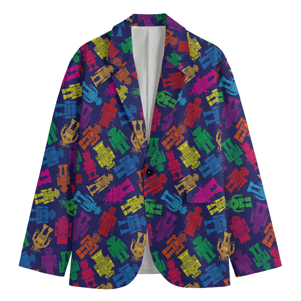 Colorful Robot Pattern Print Men's Blazer