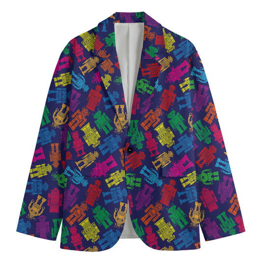 Colorful Robot Pattern Print Men's Blazer