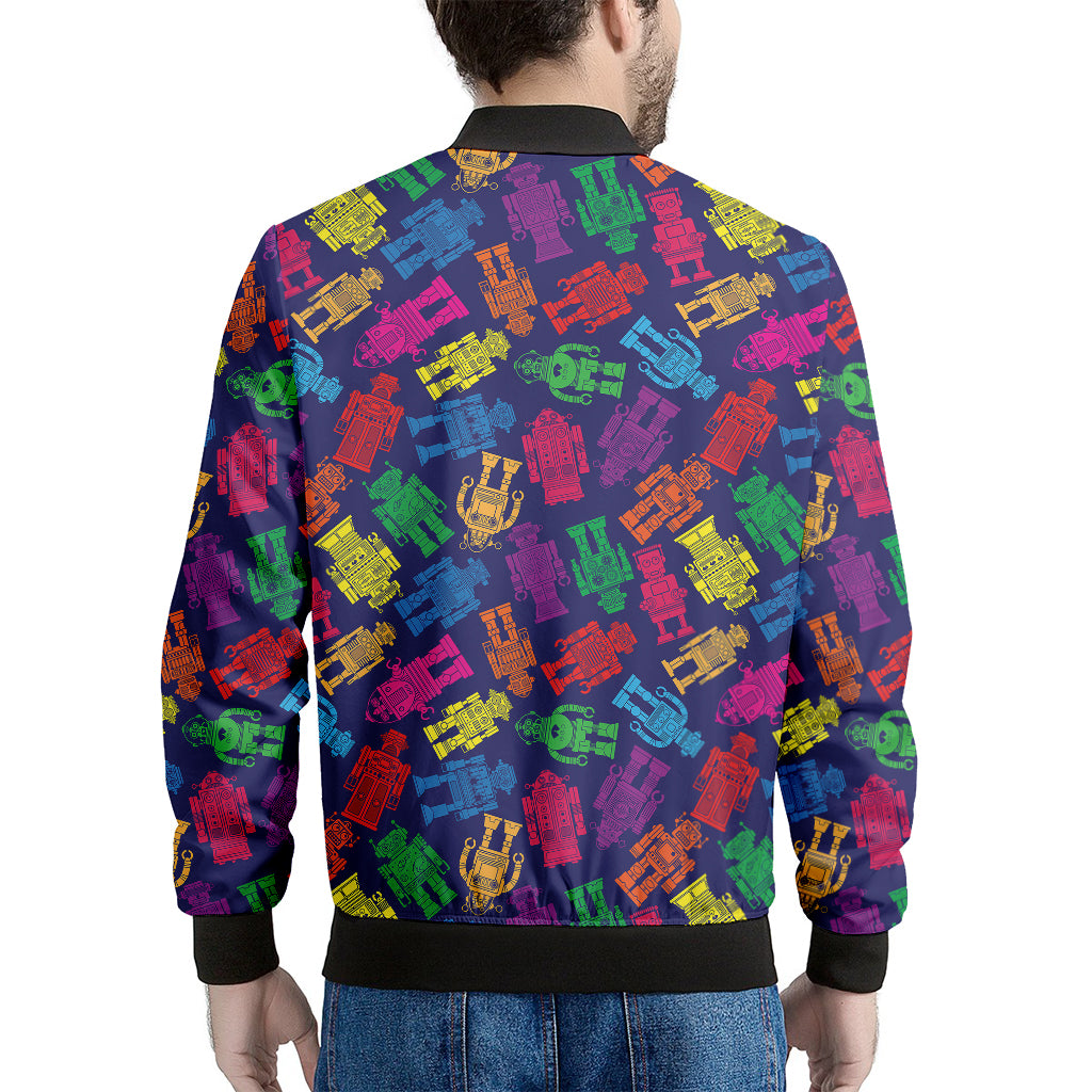 Colorful Robot Pattern Print Men's Bomber Jacket