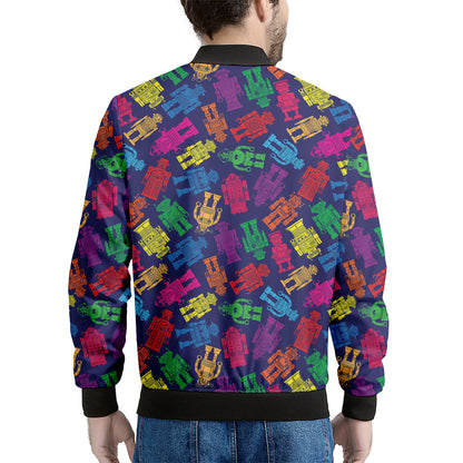 Colorful Robot Pattern Print Men's Bomber Jacket