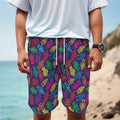 Colorful Robot Pattern Print Men's Cargo Shorts