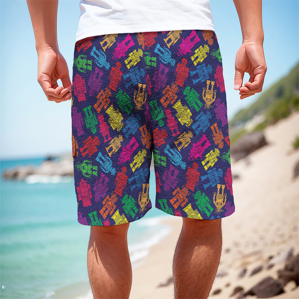 Colorful Robot Pattern Print Men's Cargo Shorts