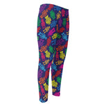 Colorful Robot Pattern Print Men's Compression Pants