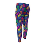 Colorful Robot Pattern Print Men's Compression Pants