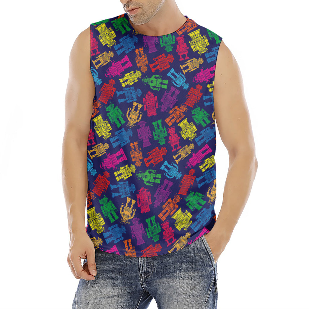 Colorful Robot Pattern Print Men's Fitness Tank Top