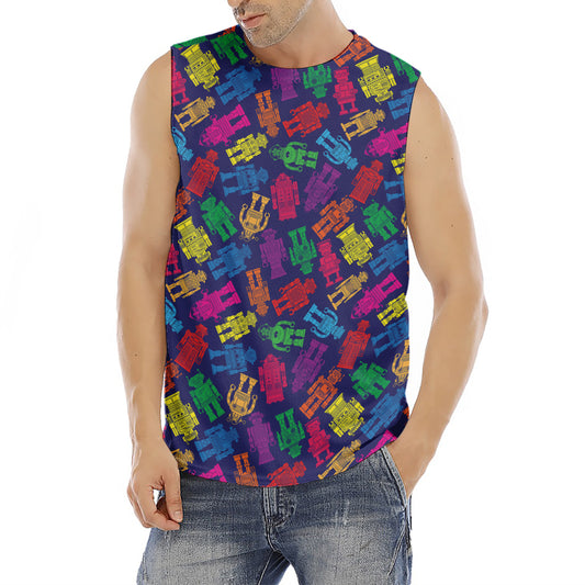 Colorful Robot Pattern Print Men's Fitness Tank Top