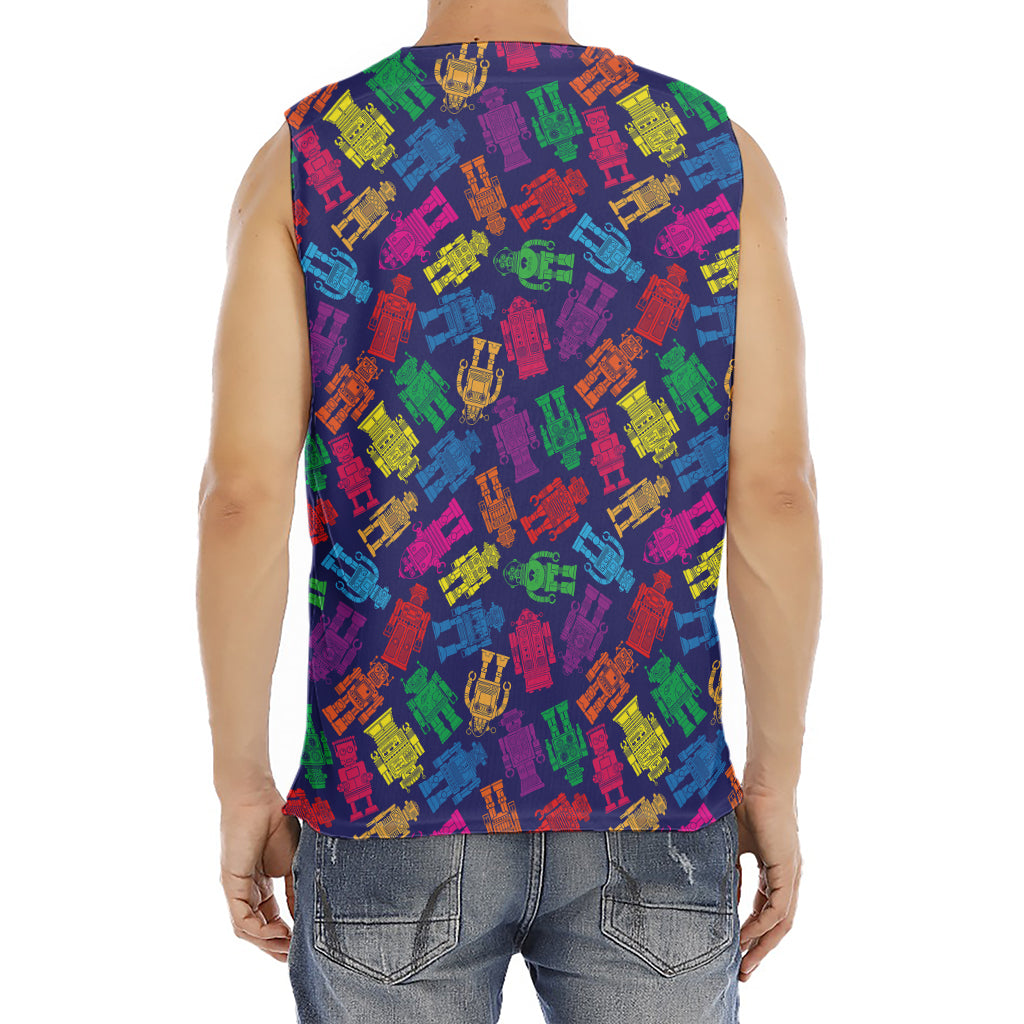 Colorful Robot Pattern Print Men's Fitness Tank Top