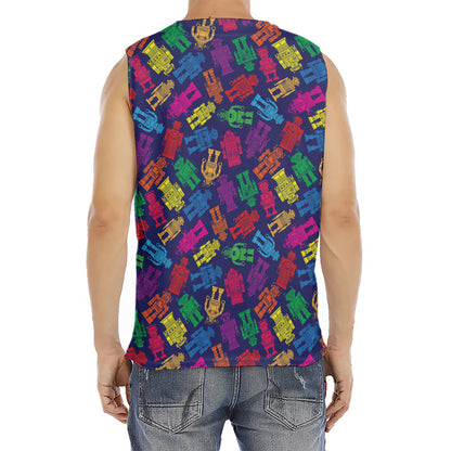 Colorful Robot Pattern Print Men's Fitness Tank Top