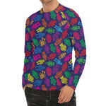 Colorful Robot Pattern Print Men's Long Sleeve Rash Guard