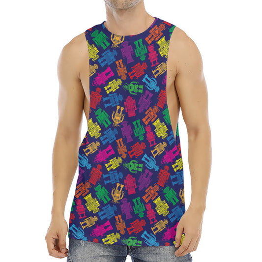 Colorful Robot Pattern Print Men's Muscle Tank Top