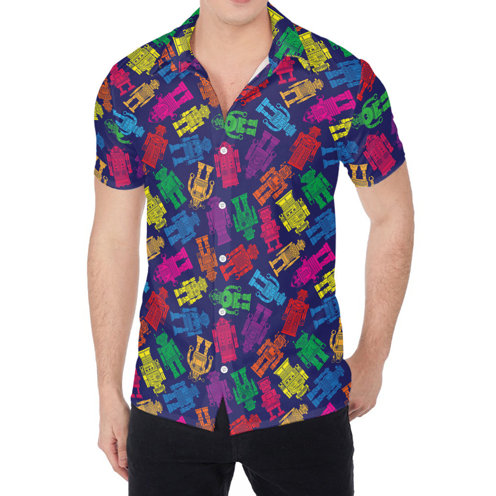 Colorful Robot Pattern Print Men's Shirt