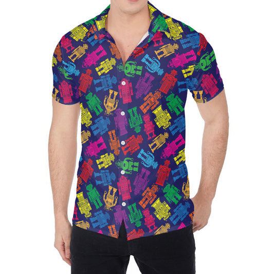 Colorful Robot Pattern Print Men's Shirt