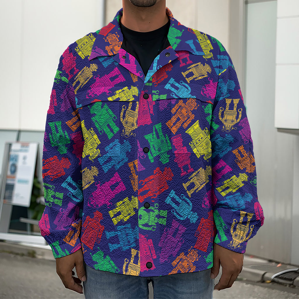 Colorful Robot Pattern Print Men's Shirt Jacket