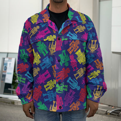 Colorful Robot Pattern Print Men's Shirt Jacket