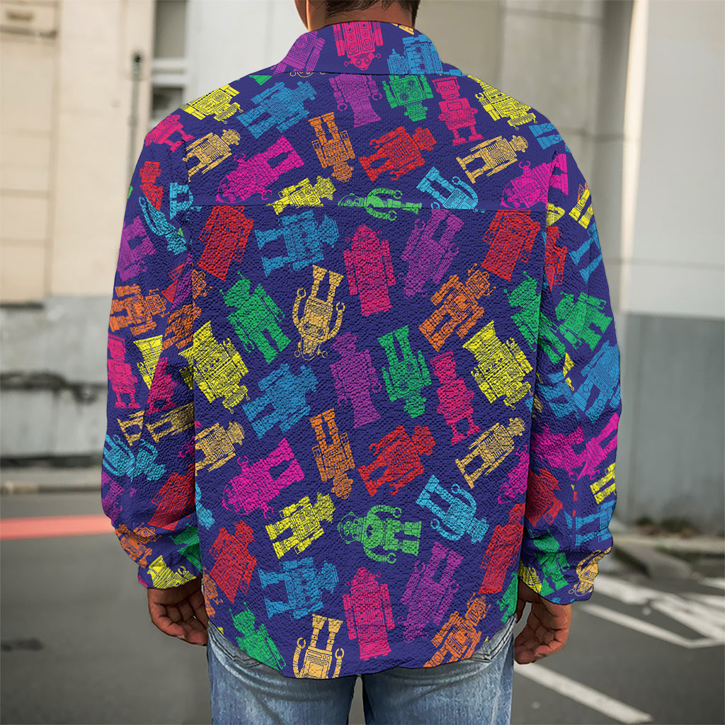 Colorful Robot Pattern Print Men's Shirt Jacket