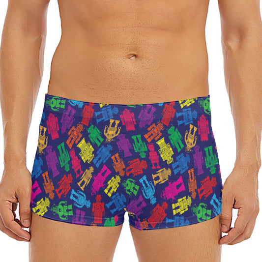Colorful Robot Pattern Print Men's Short Boxer Briefs
