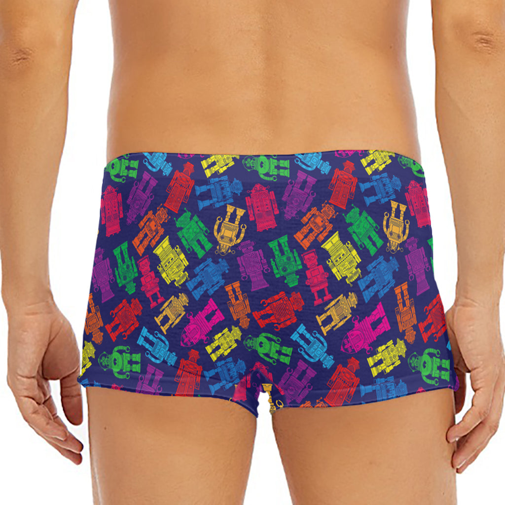 Colorful Robot Pattern Print Men's Short Boxer Briefs