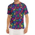 Colorful Robot Pattern Print Men's Short Sleeve Rash Guard