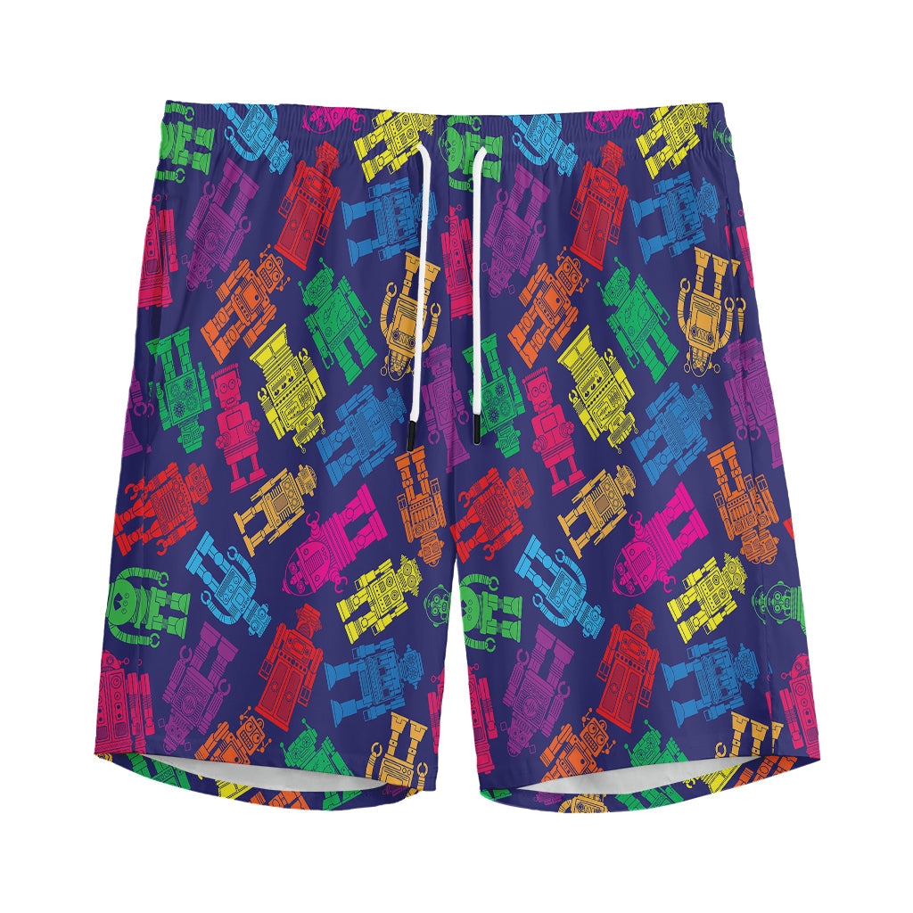 Colorful Robot Pattern Print Men's Sports Shorts