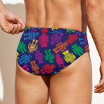 Colorful Robot Pattern Print Men's Swim Briefs