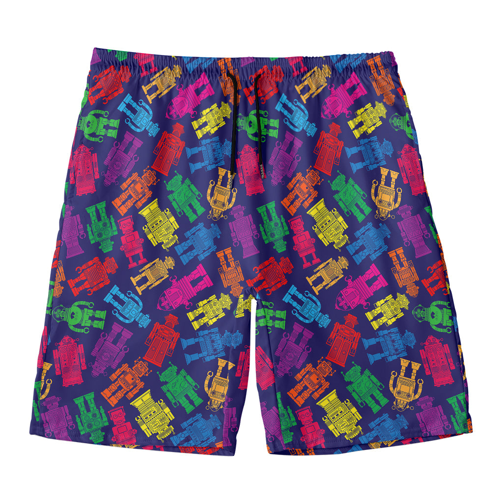 Colorful Robot Pattern Print Men's Swim Trunks