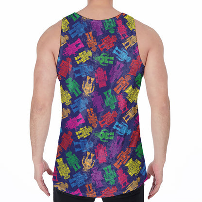 Colorful Robot Pattern Print Men's Velvet Tank Top