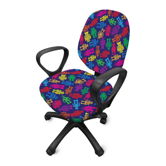 Colorful Robot Pattern Print Office Chair Cover