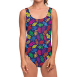 Colorful Robot Pattern Print One Piece Swimsuit