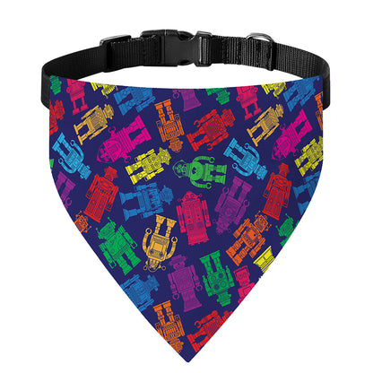 Colorful Robot Pattern Print Over The Collar Dog Bandana
