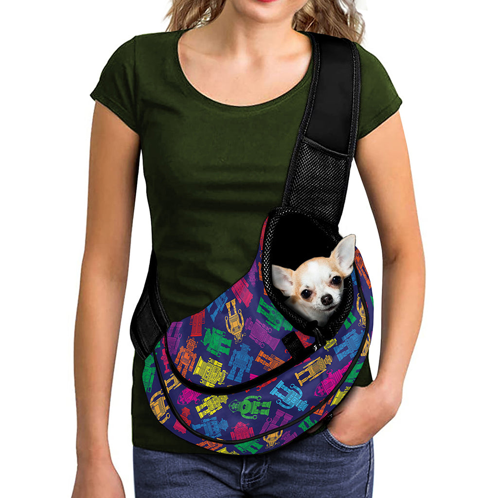 Colorful Robot Pattern Print Pet Sling Carrier