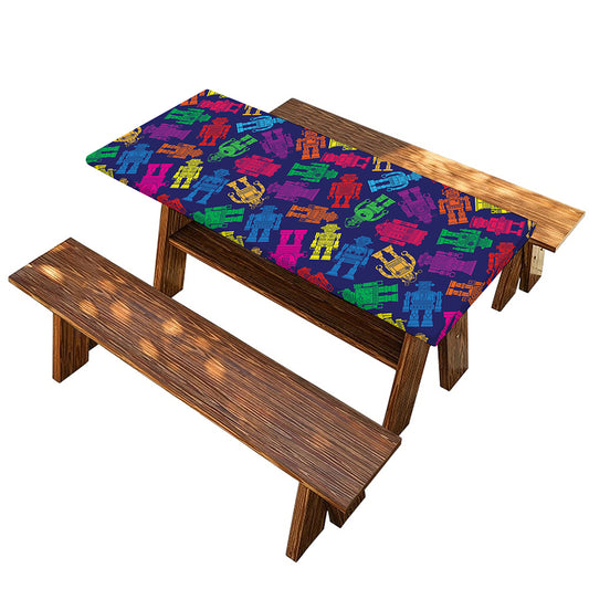 Colorful Robot Pattern Print Picnic Table Cover