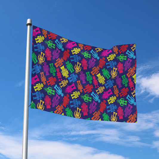 Colorful Robot Pattern Print Polyester Flag
