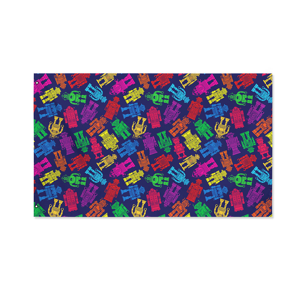 Colorful Robot Pattern Print Polyester Flag