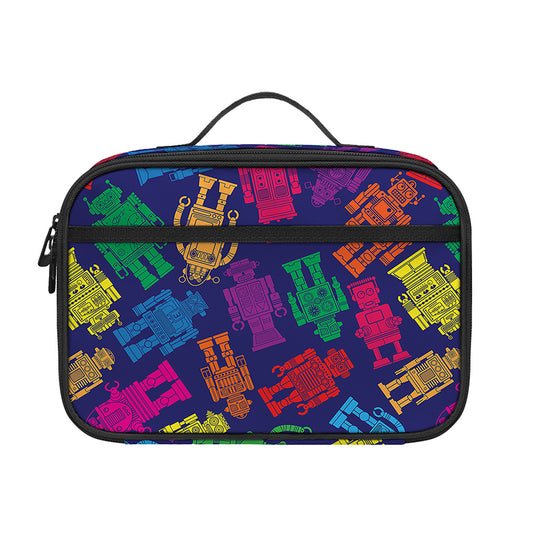 Colorful Robot Pattern Print Portable Lunch Bag